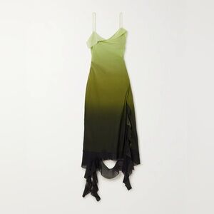 Acne Studio Asymmetric ruffled ombré chiffon midi dress
